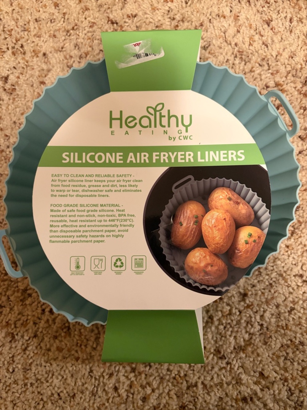 Healthy Eating Silicone Air Fryer Liners - Teal